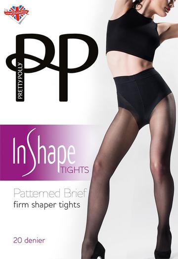 In Shape 20 Denier Patterned Brief Firm Shaper Tights - Black Black