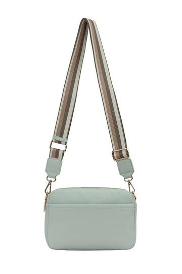 Front Pocket Double Compartments Camera Crossbody Bag With Canvas Strap Light Grey