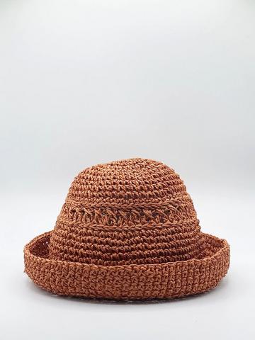 Straw Bucket Hat Orange