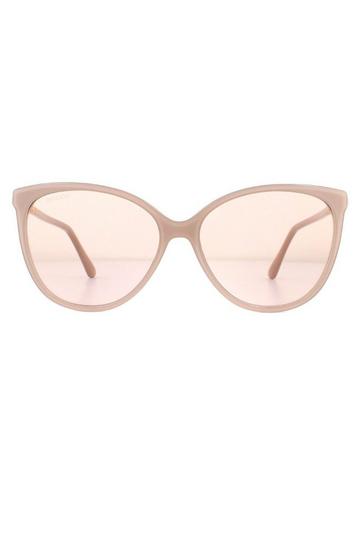 Pink Cat Eye Nude Glitter Gold Mirror Sunglasses