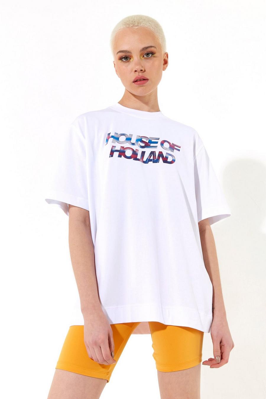 Iridescent Transfer Printed T-Shirt in White