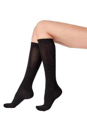 Bamboo Knee High Plain Socks 1 Pair Pack - Black Black