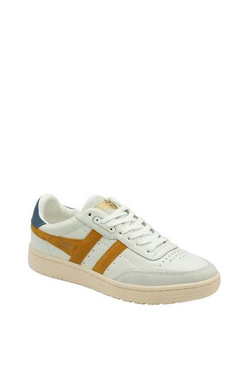 'Falcon' Leather Lace-Up Trainers White