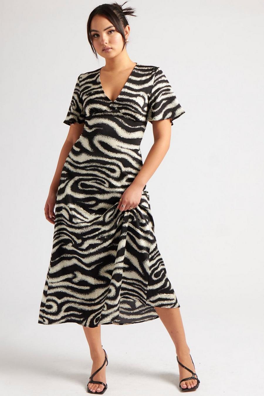 Black Zebra Empire Midi Dress