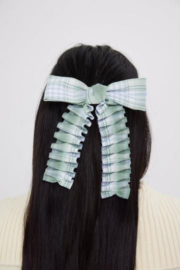 Ruched Check Bow Green