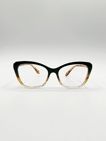 Green Tortoiseshell clear Lens Glasses Green