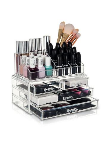 4 Drawer Cosmetic Organiser Box - Makeup Storage Gift for Her Clear