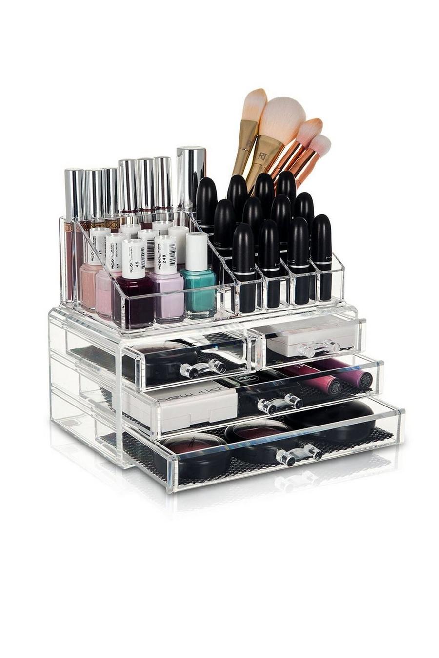 Clear 4 Drawer Cosmetic Organiser Box - Makeup Storage Gift for Her