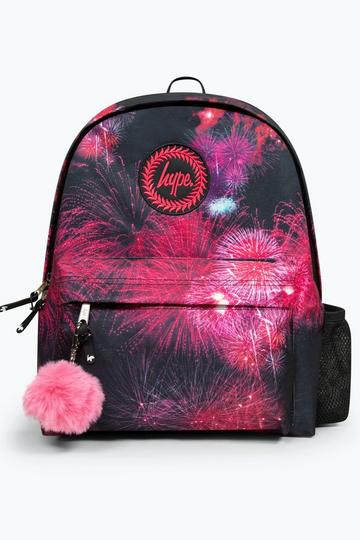 Pink Fireworks Badge Backpack Black