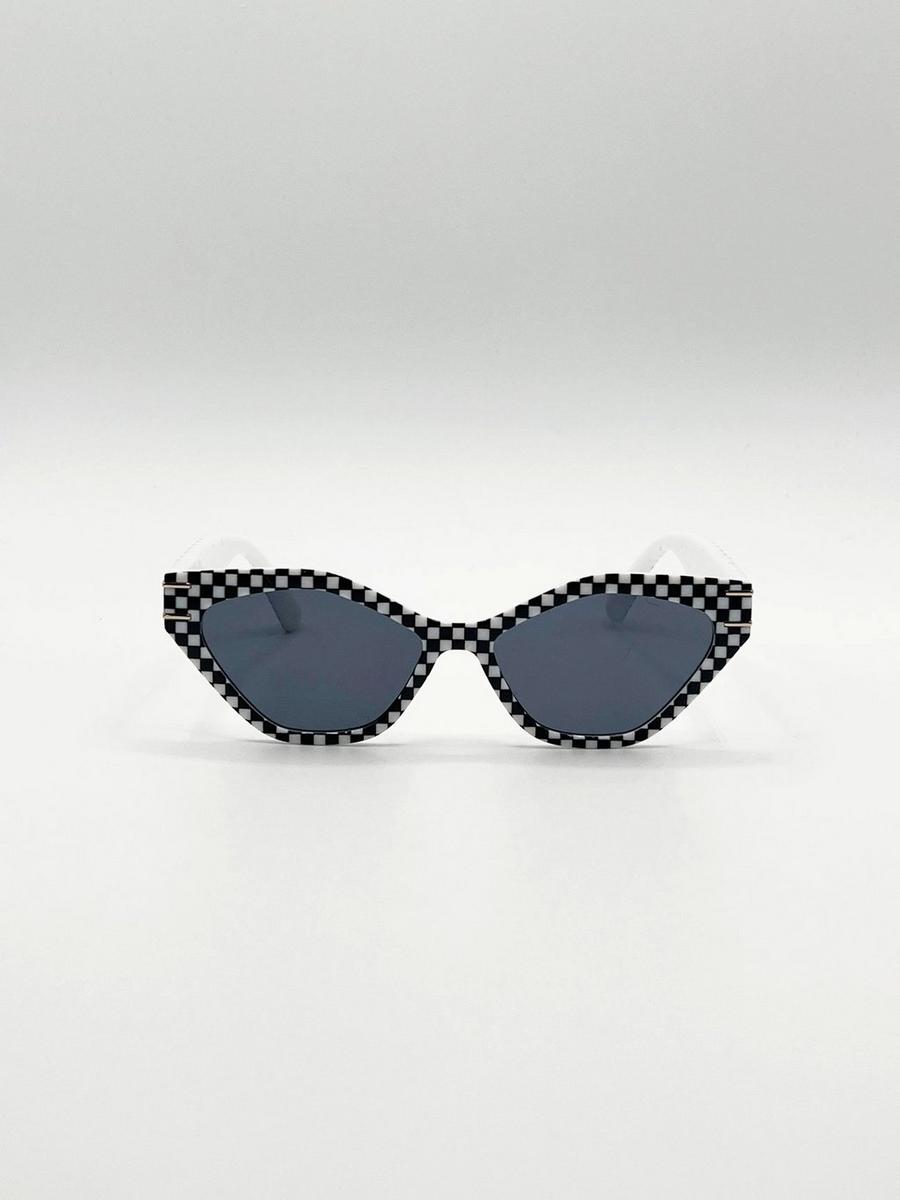 Angular Sunglasses in Black and White Check