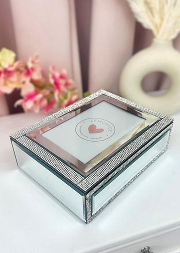 Crystal Glitz Mirrored Photo Jewellery Rectangle Metallic Silver