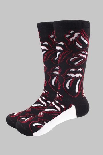 Black Outline Tongues Ankle Socks