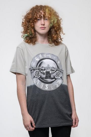 Tonal Foil Print Dip Dye T Shirt Grey