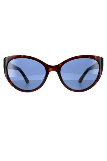 Cat Eye Dark Havana Blue Sunglasses Brown