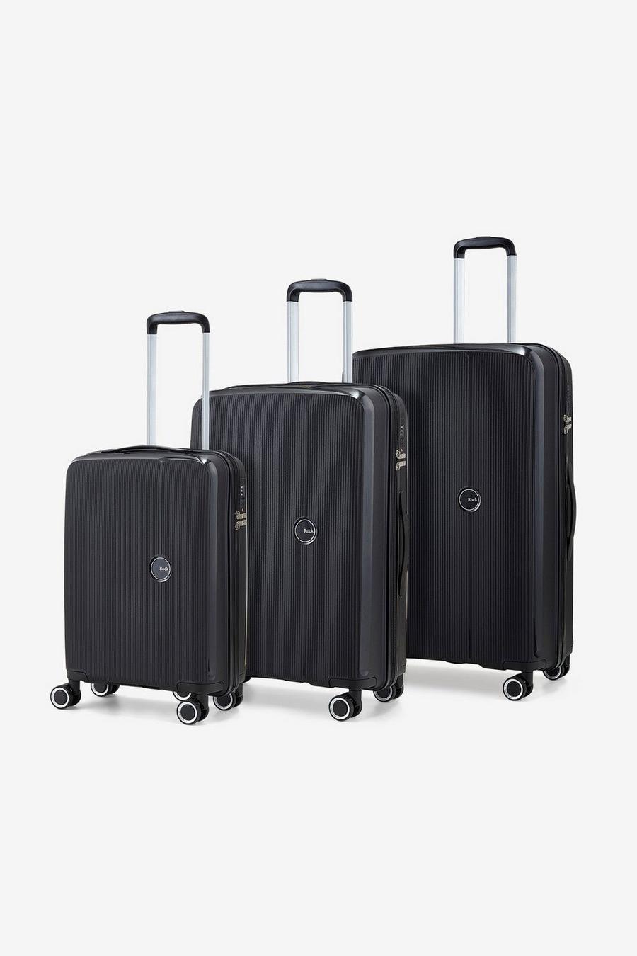 Black Hudson 8 Wheel Hardshell Suitcase 3pc Set