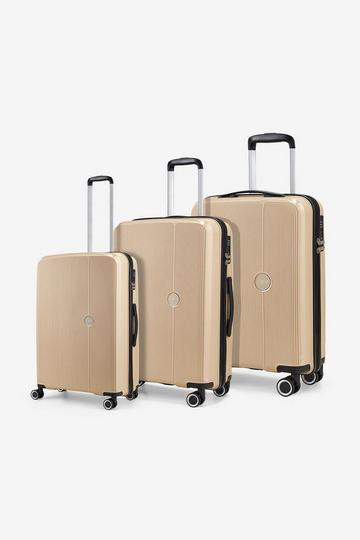 Beige Hudson 8 Wheel Hardshell Suitcase 3pc Set