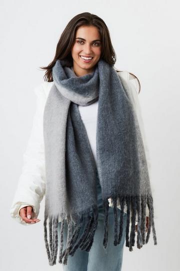 Grey Two-Tone Chunky Blanket Scarf