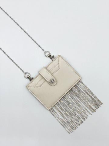 Silver Cross Body Bag With Rhinestone Tassels