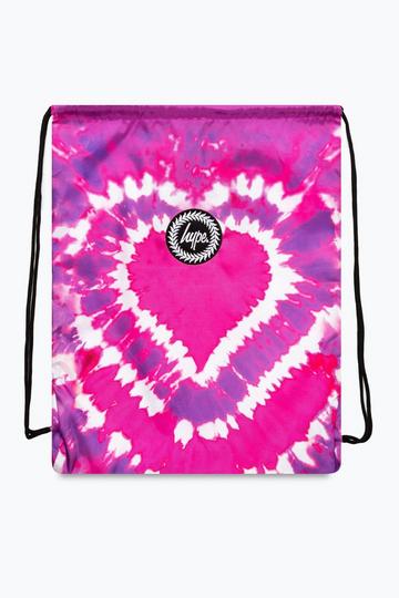 Pink Heart Hippy Tie Dye Drawstring Bag