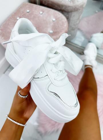 Satin Lace Trainers White