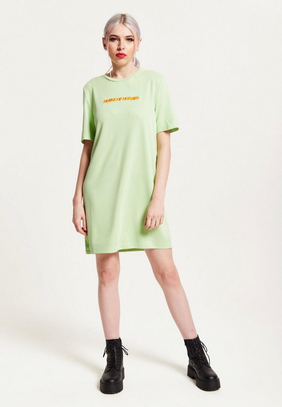 Green Sage Tencel T-Shirt Dress With Logo Embroidery image number 1