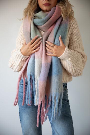 Light Checked Print Scarf Multi