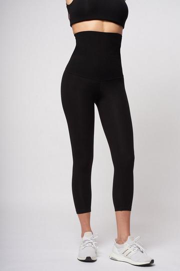 Extra Strong Compression Cropped Leggings with High Tummy Control Black