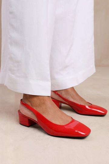 Red 'Michigan' Wide Fit Square Toe Slingback Low Block Heels