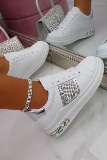 Glitter Block Colour Trainers Silver