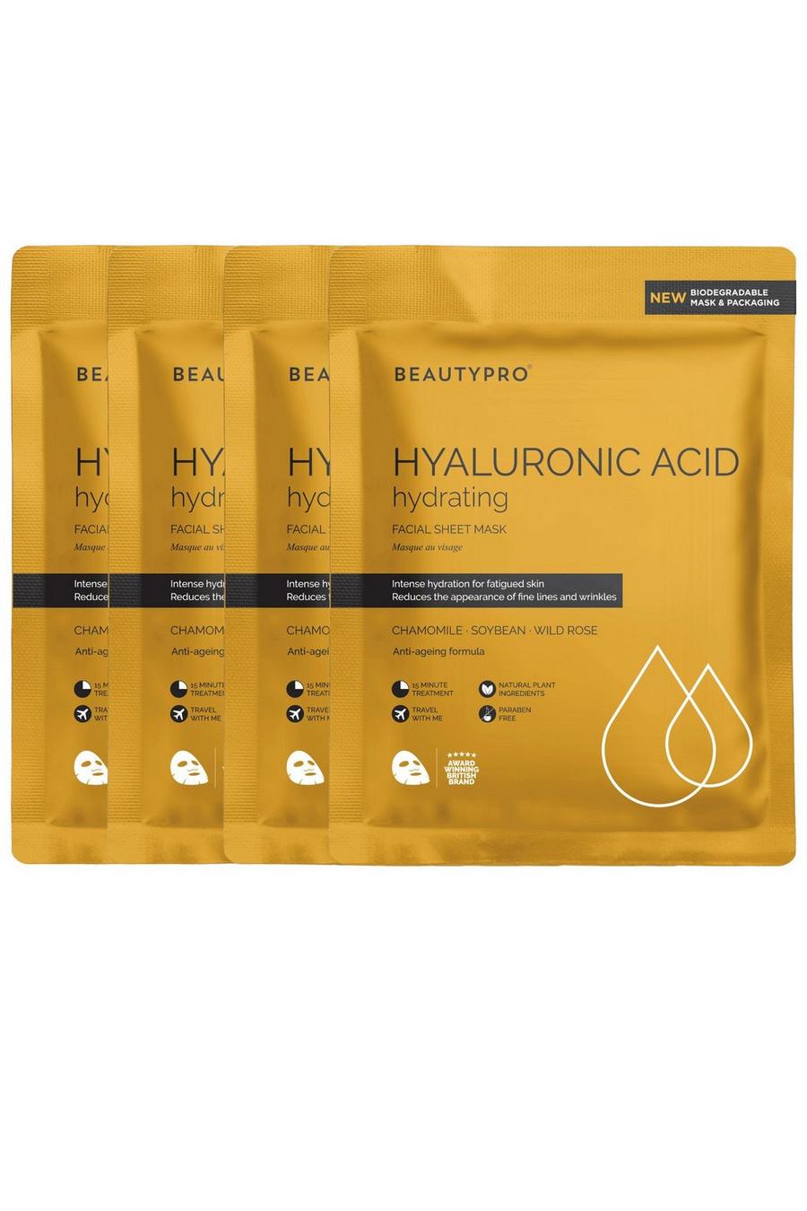 Bright yellow Hyaluronic Acid Hydrating Sheet Mask - Pack Of 4