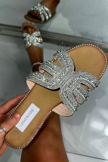 Crystal Diva Cut Out Sliders Silver