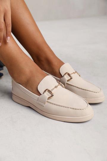 'Aster' Wide Fit Slip On Loafer With Metal Detailing Beige