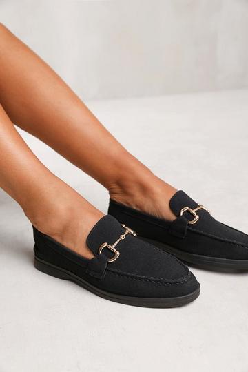 'Aster' Wide Fit Slip On Loafer With Metal Detailing Black