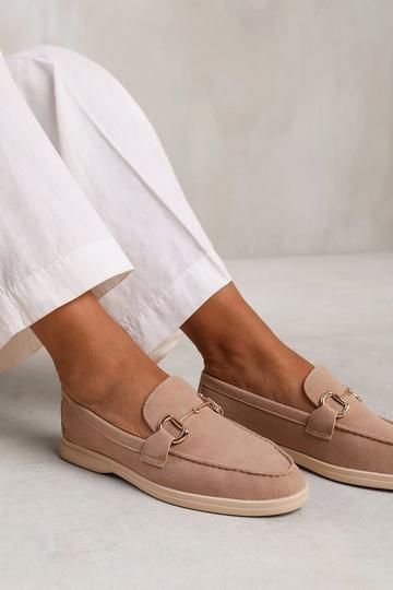 'Aster' Wide Fit Slip On Loafer With Metal Detailing Khaki