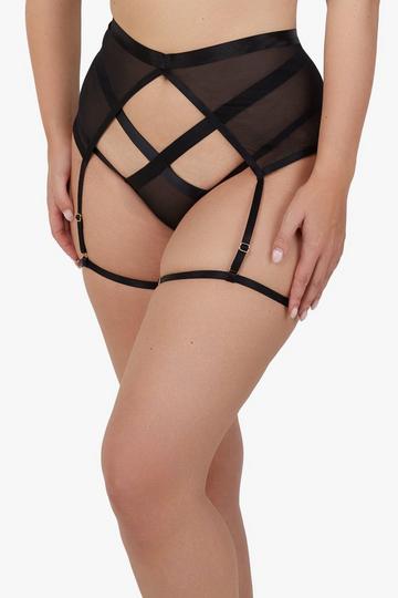 Regent Black Mesh Harness Suspender Black