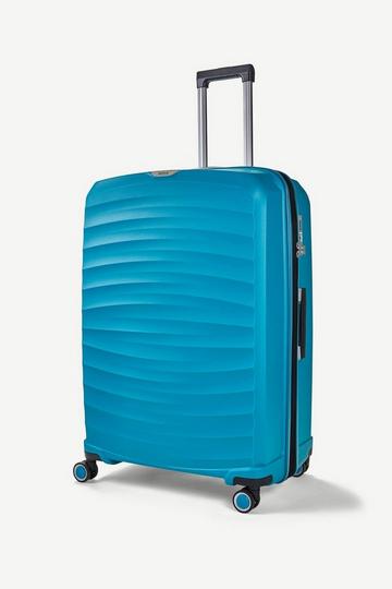 Blue Sunwave 8 Wheel Hardshell Expandable Suitcase Large