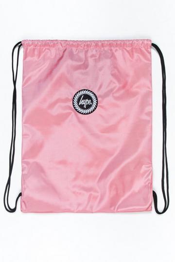 Pink Crest Drawstring Bag