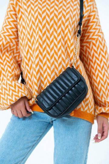 Black Padded Quilted Crossbody Bag