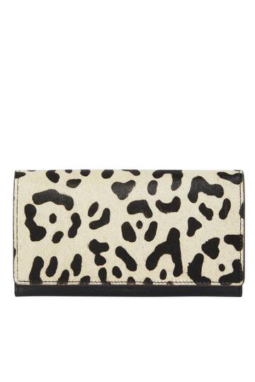 Ecru animal Print Leather Purse Beige