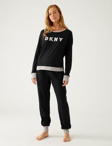 Signature Top and Jogger Pyjama Set Black