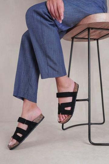 Black 'Pisa' Strappy Flat Sandals