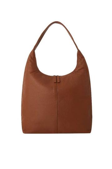 Camel Large Zip Top Leather Hobo Bag | BXABD Black