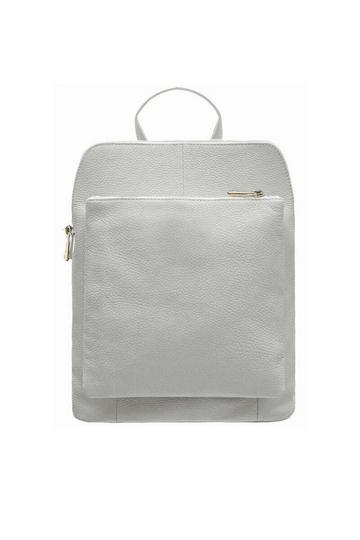 White Soft Pebbled Leather Pocket Backpack | BIYIE White