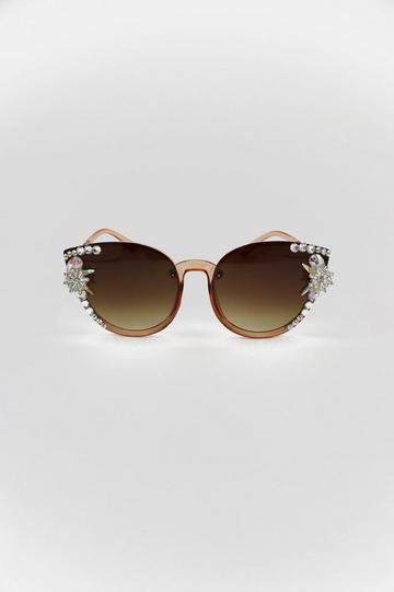 Crystal Sparkle Sunglasses Tan