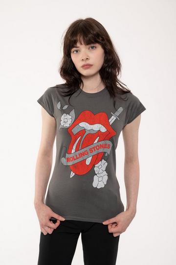 Tongue Band Logo Skinny Fit T Shirt Grey