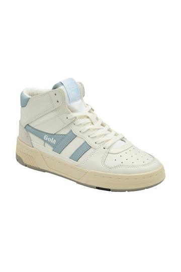 White 'Allcourt High' Leather Lace-Up High Top Trainers