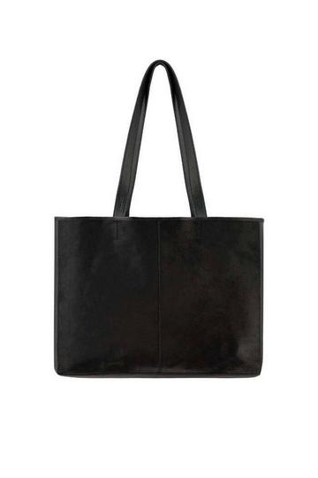 Black Calf Hair Leather Horizontal Tote | BYBRY Black