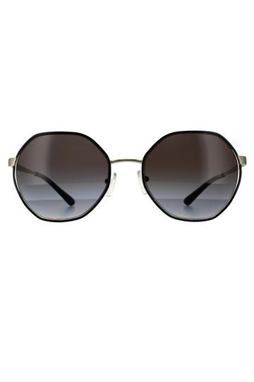 Round Light Gold Black Dark Grey Gradient Sunglasses Gold