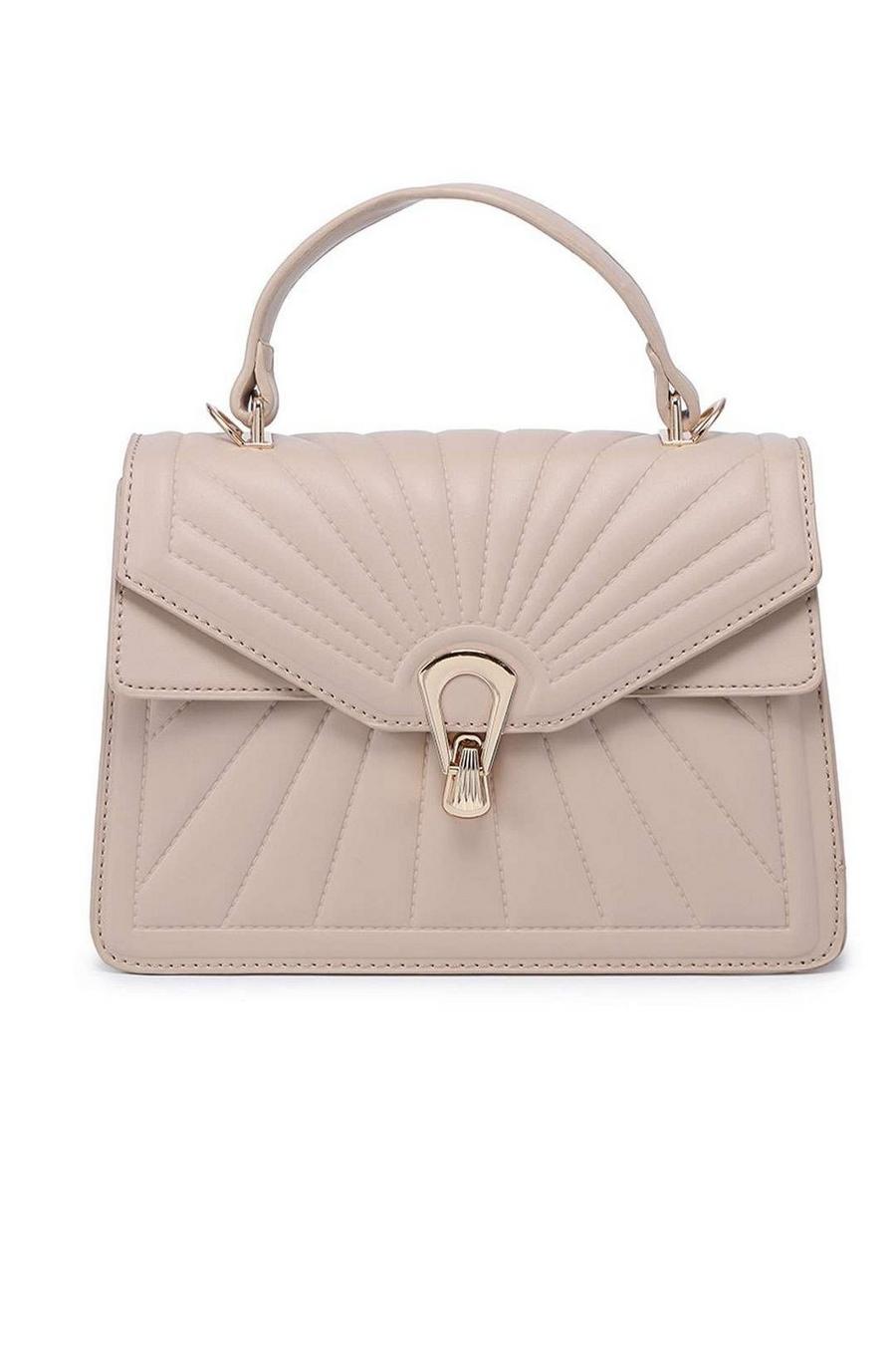 Beige Luxury Looking Small Quilted Shoulder Bag with Detachable Crossbody Strap