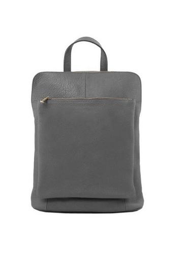 Grey Slate Soft Pebbled Leather Pocket Backpack | BRXXA